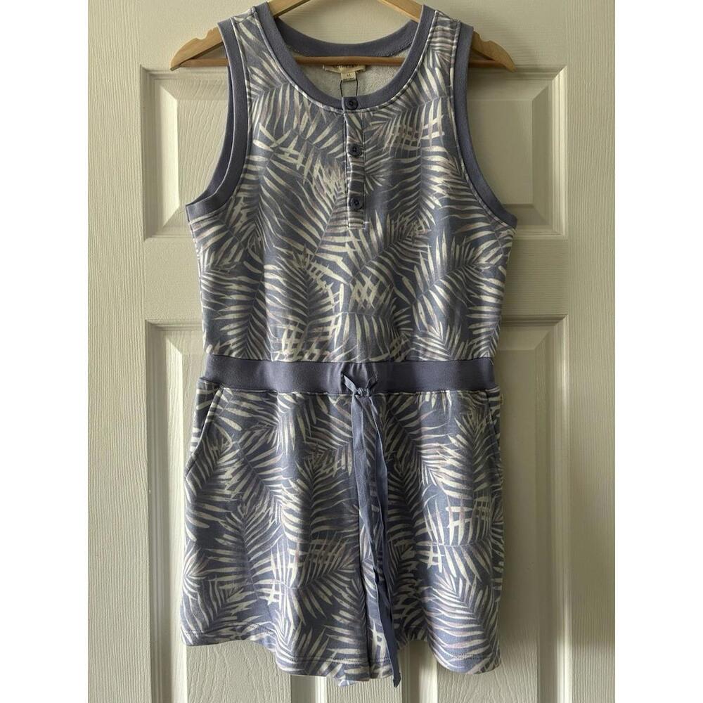 Eco threads Floral Print Sleeveless Button Front Tie Waist Romper Sz Small